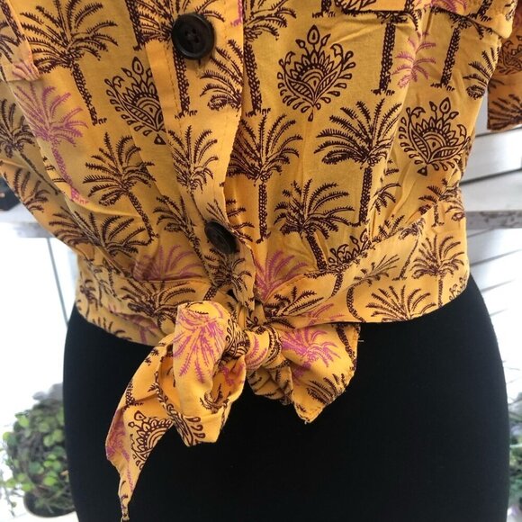 Urban Outfitters Hawaiian Crop Top Tropical Palm Print Small - Picture 9 of 12